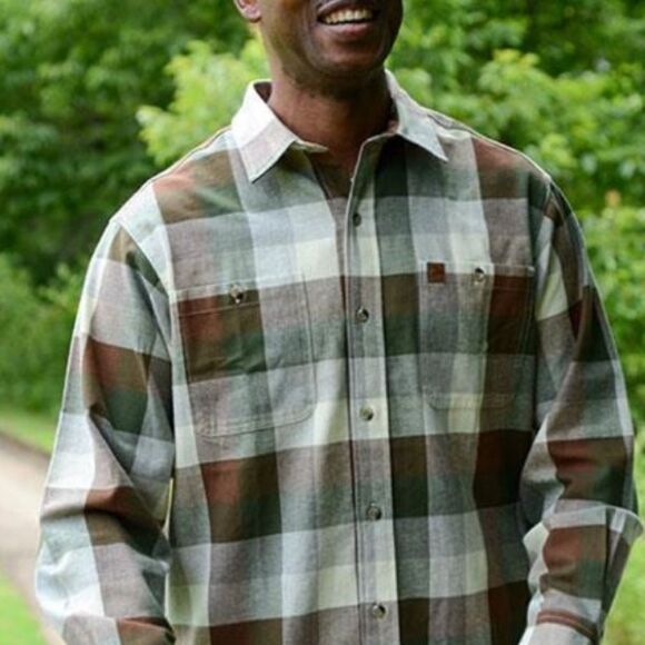 Duck Unlimited Plaid Flannel‎ Brown/Green/Grey/White Size 2XL Nwt - Picture 2 of 4